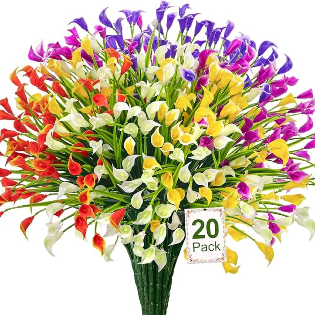 20 Bundles Artificial Flowers for Outdoors Fake Calla Lily Flowers