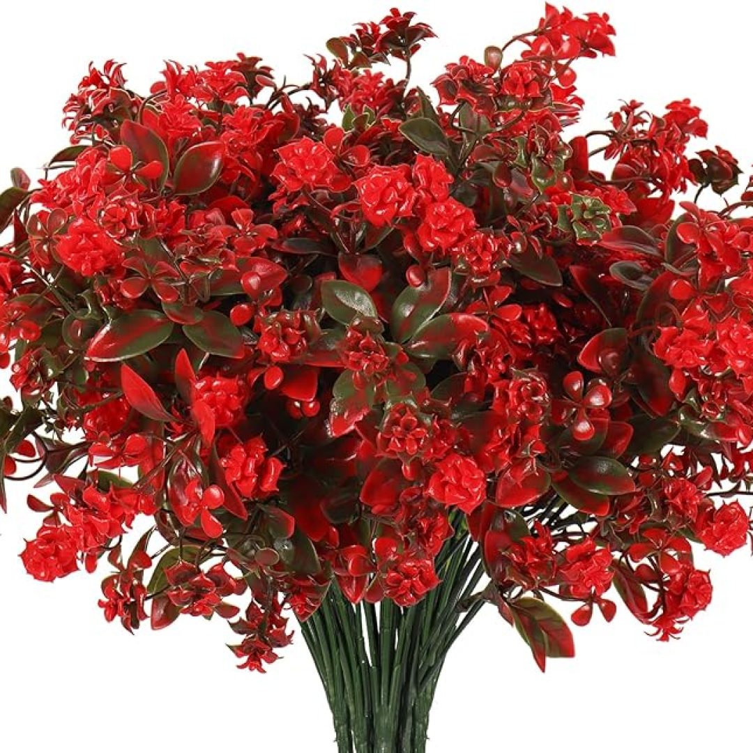 8 Bundles  Artificial Outside Plants Bulk Fake Flowers