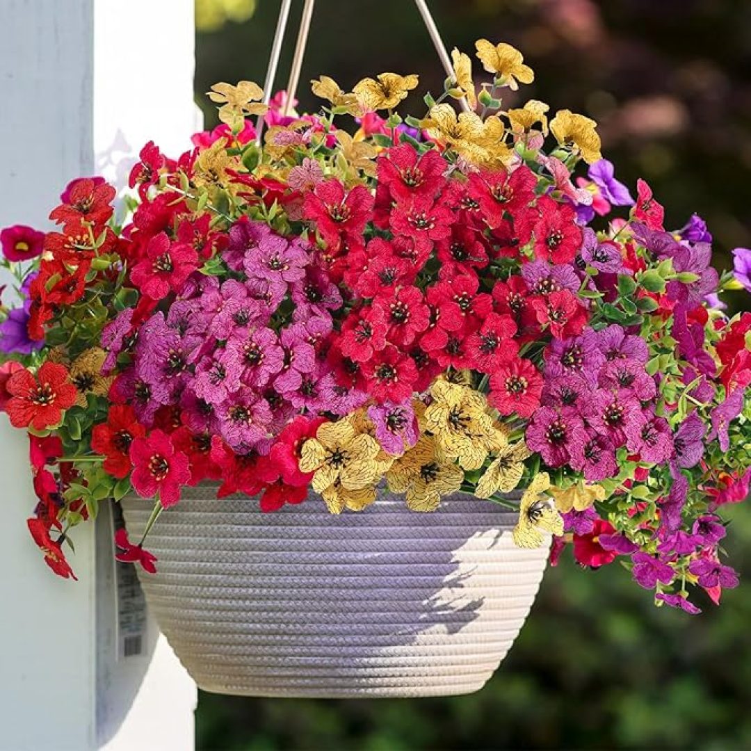 24 Bundles Artificial Faux Flowers for Outdoors Decoration