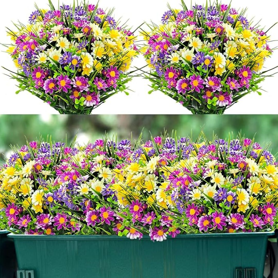 8 Bundles Outdoor Artificial Daisy Plants Flowers
