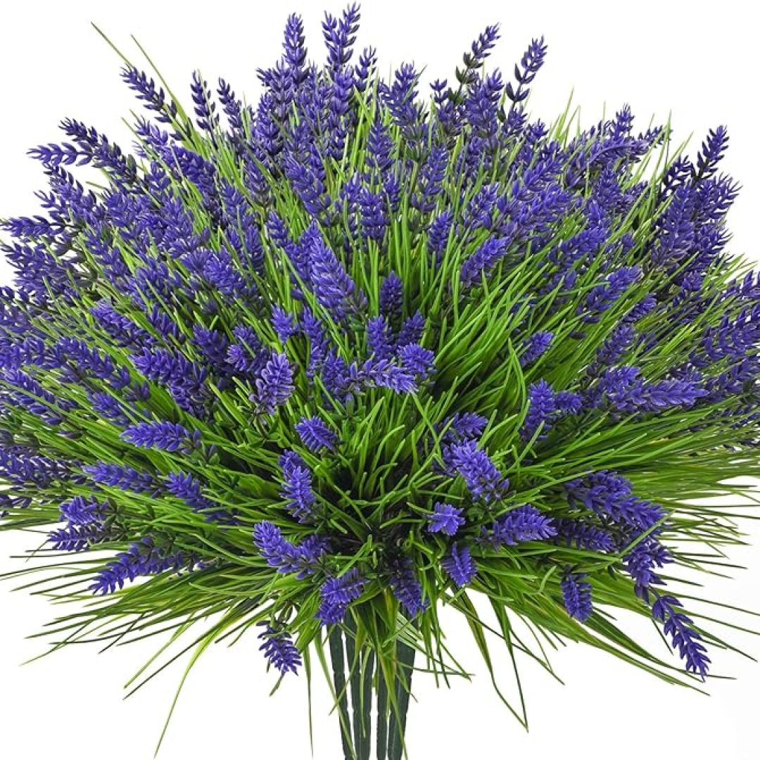 20 Bundles Artificial Plants Outdoor, Fake Flowers UV Resistant Artificial Flowers Lavender