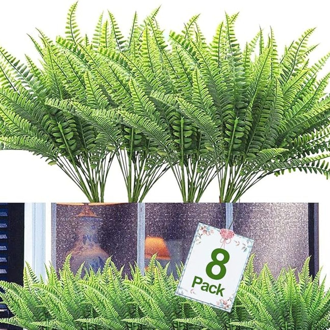 8 Bundles Fake Plants Artificial Flowers 8 Branches Plastic Greenery Shrubs Faux Plants