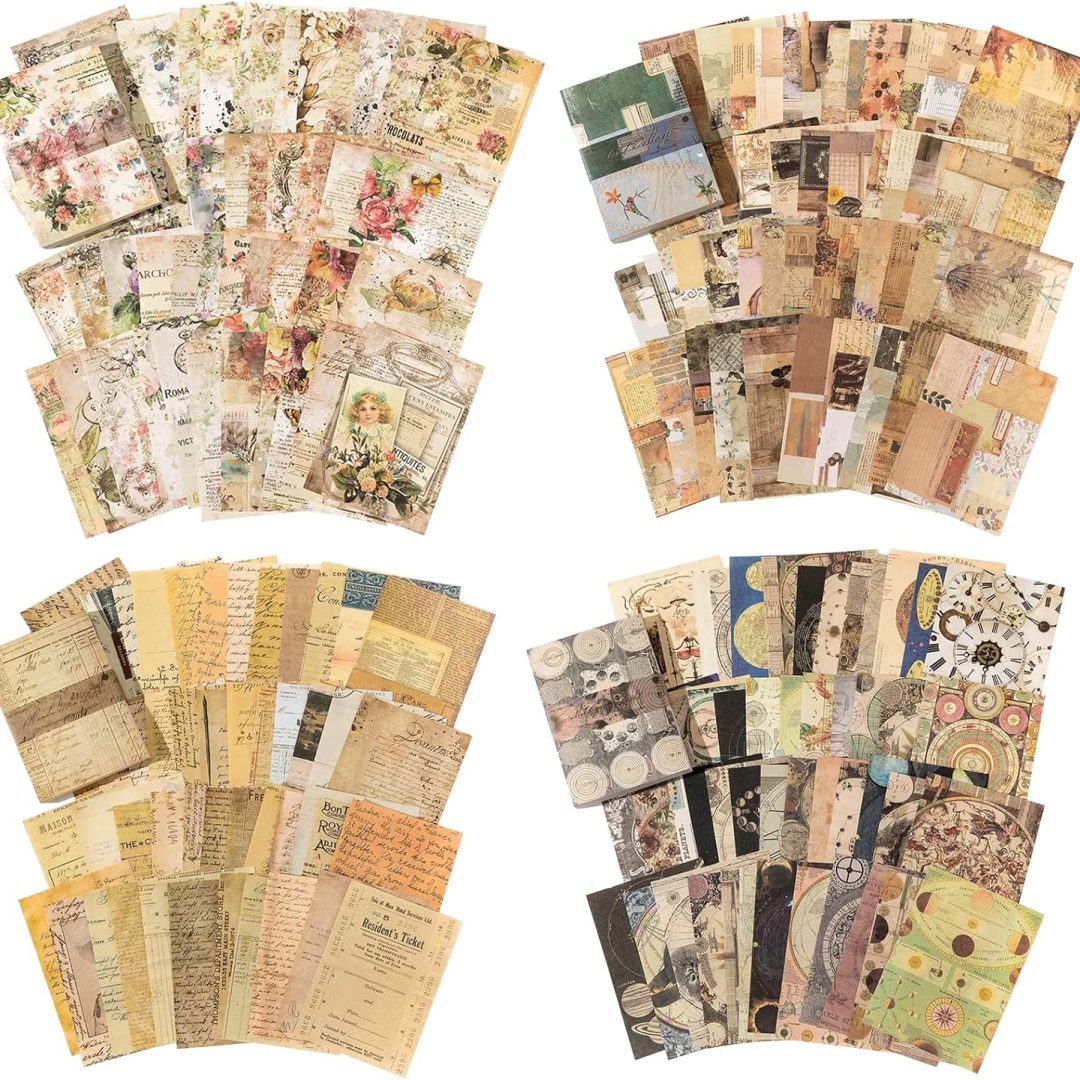 400-Piece Scrapbook Paper Kit – Aesthetic Cottagecore Craft & Journaling Supplies