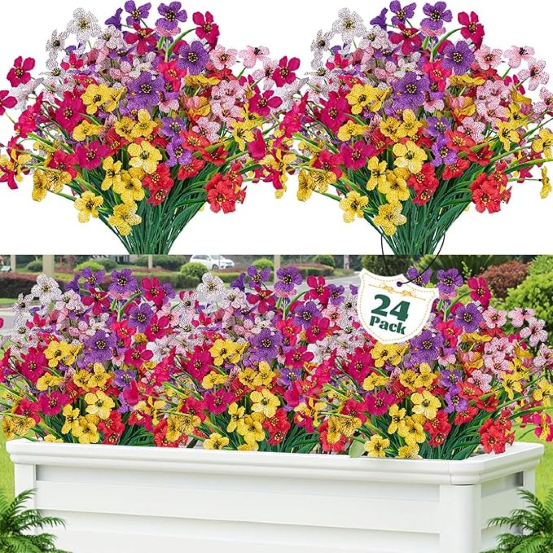24 Pcs Artificial Flowers for Outdoor