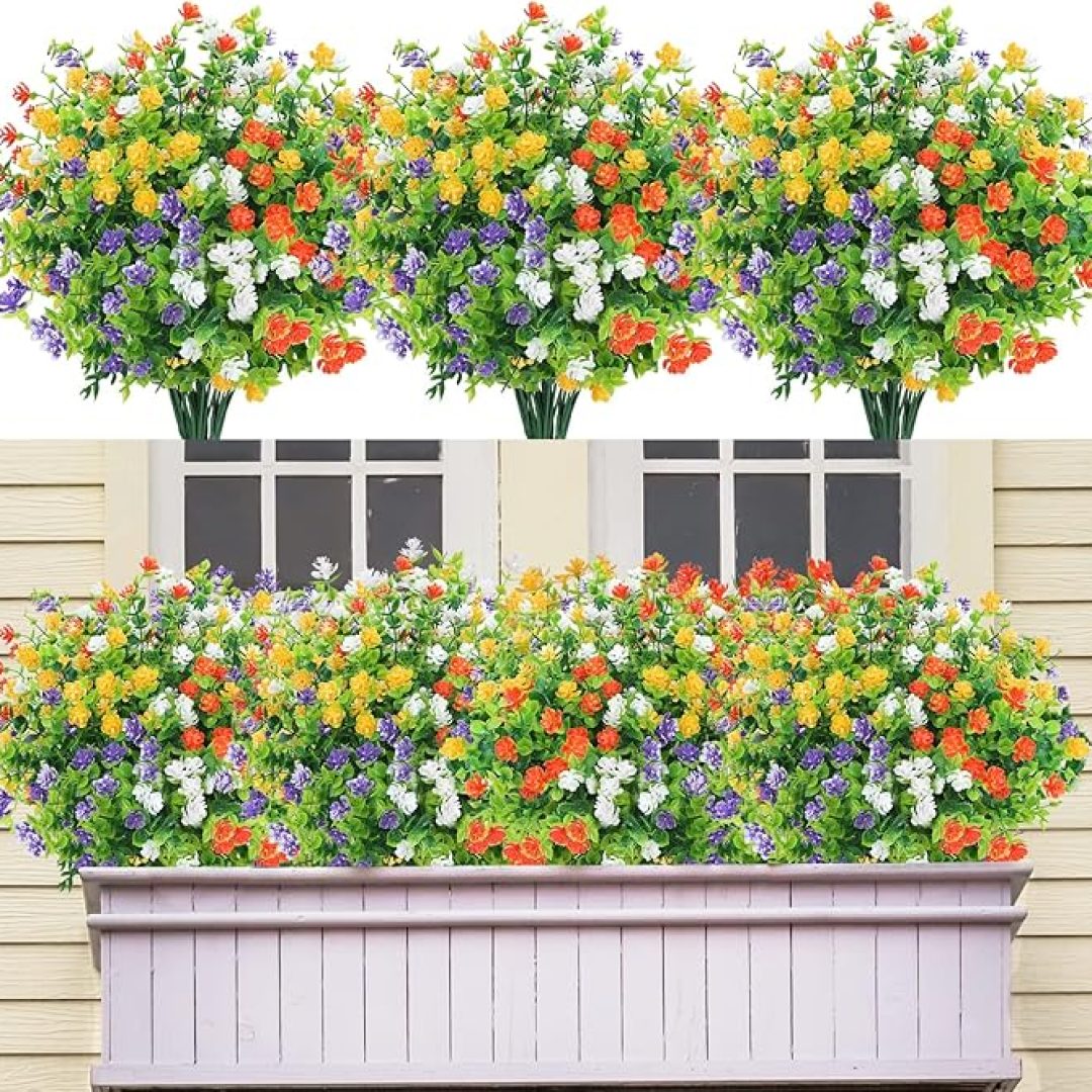 12 Bundles Artificial Flowers for Outdoors