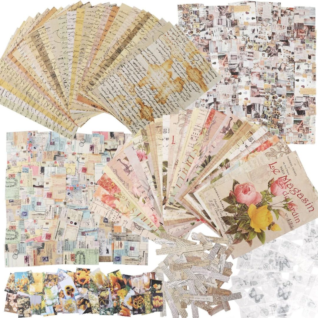 300-Piece Vintage Scrapbooking & Journaling Kit – Decorative Paper & Stickers for DIY Crafts