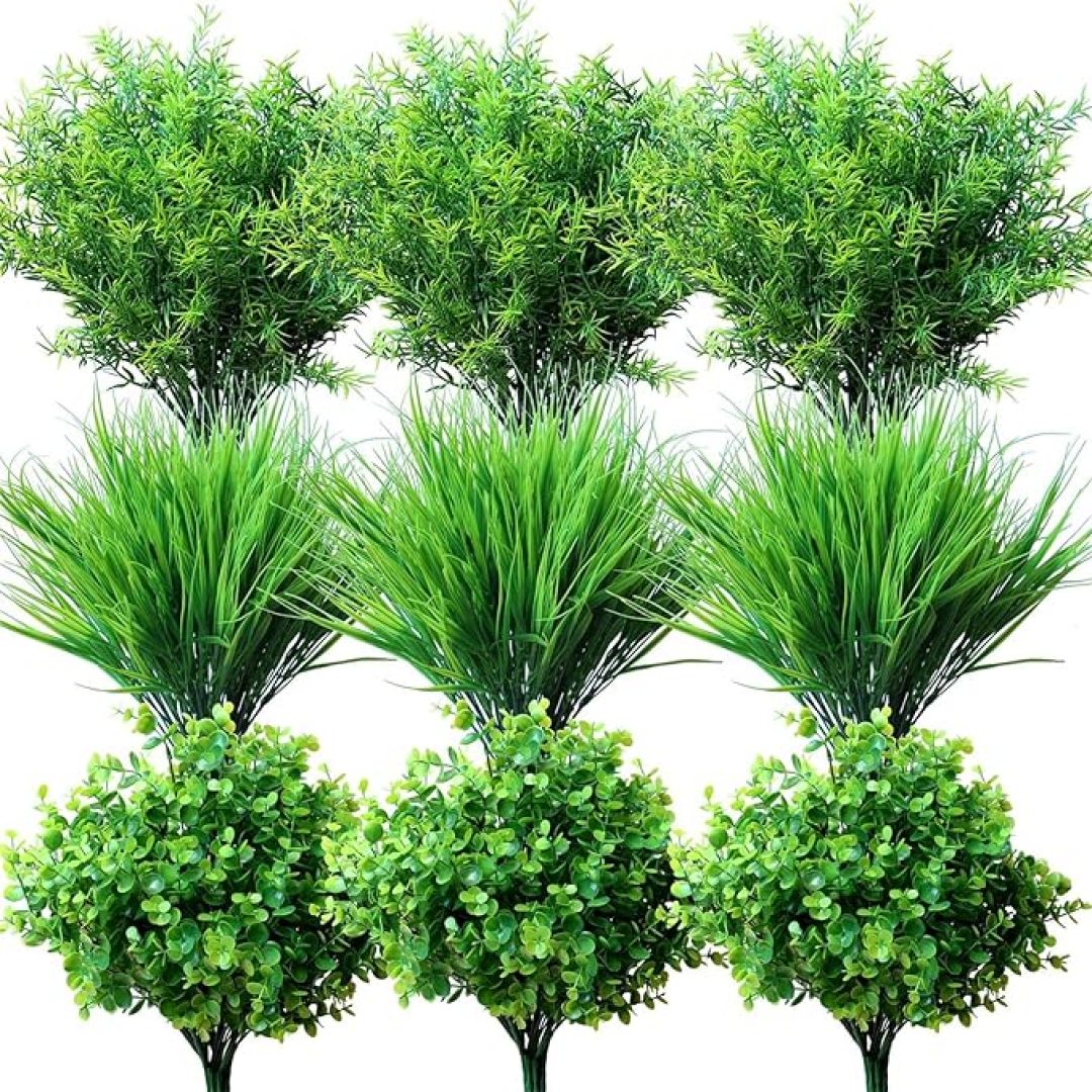 18PCS Outdoor Artificial Faux Plants Spring Summer Decorations
