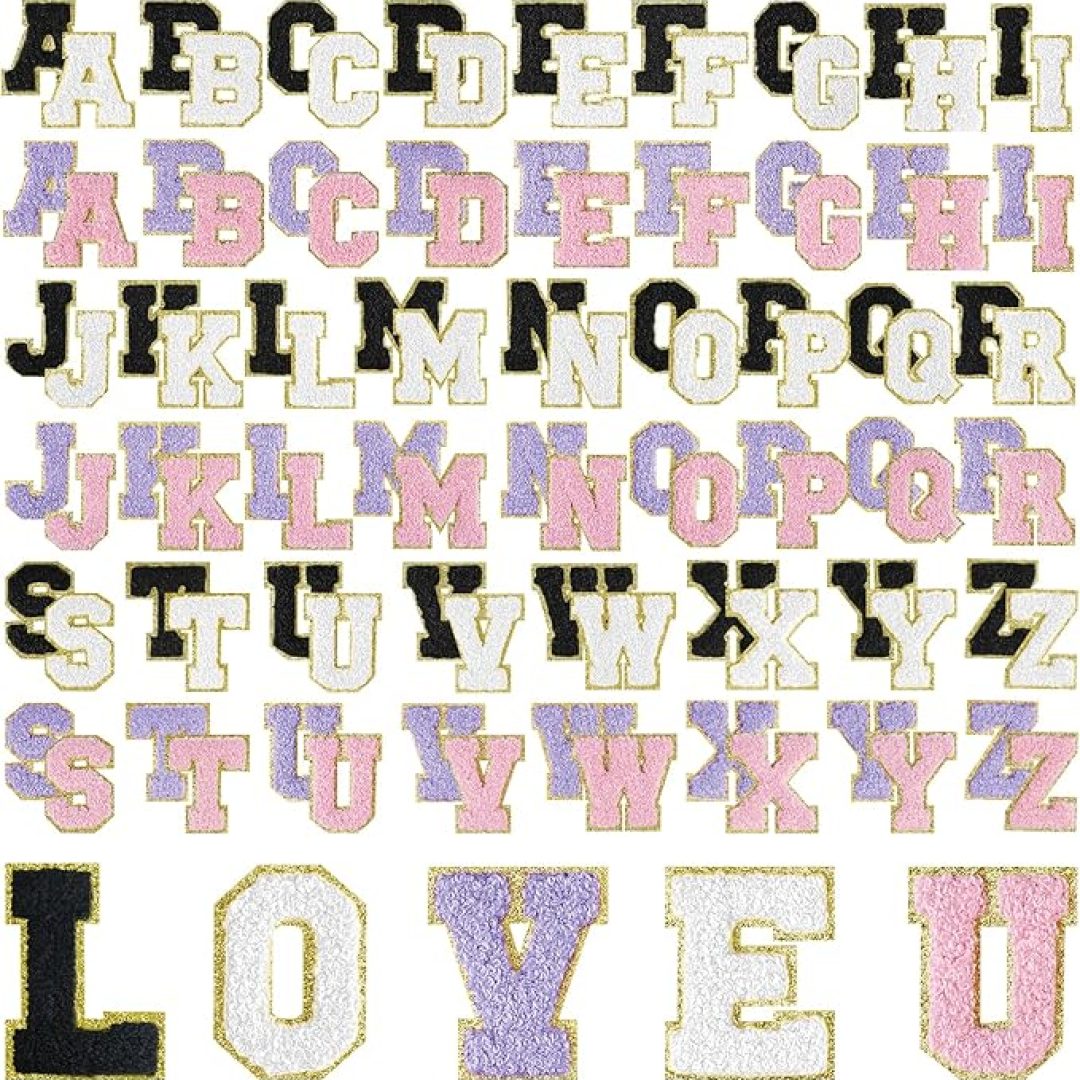 104Pcs Self Adhesive Chenille Letter Patches Chenille Letters