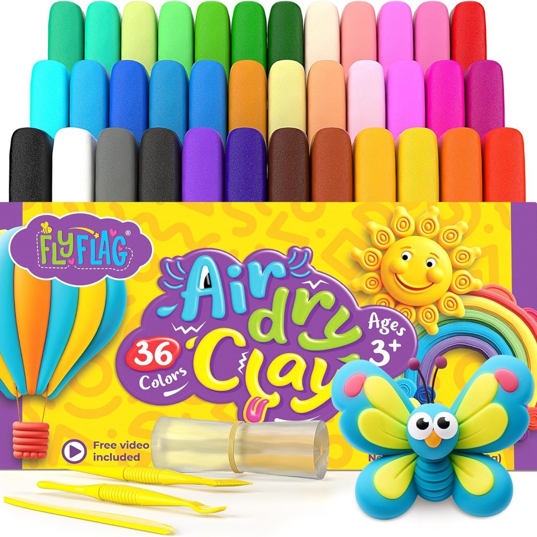 FlyFlag 36-Color Air Dry Clay Set – Soft & Lightweight with Tools & Tutorials