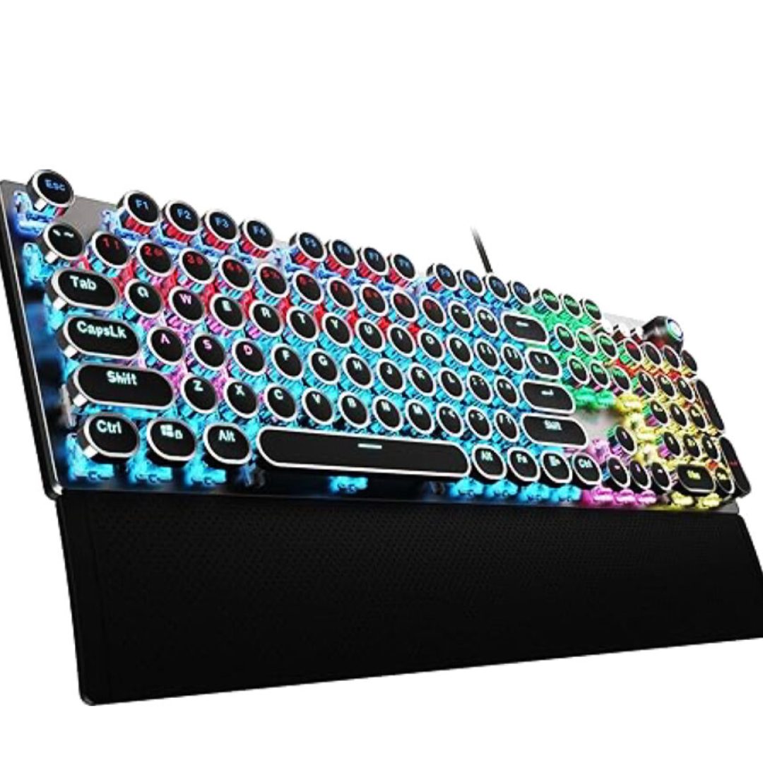 F2088 Typewriter Style Mechanical Gaming Keyboard Blue Switches