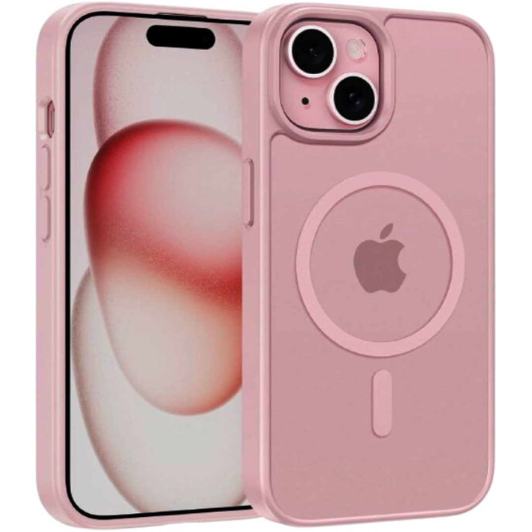 iPhone 13/14/15 Matte Magnetic Shockproof Pink Case