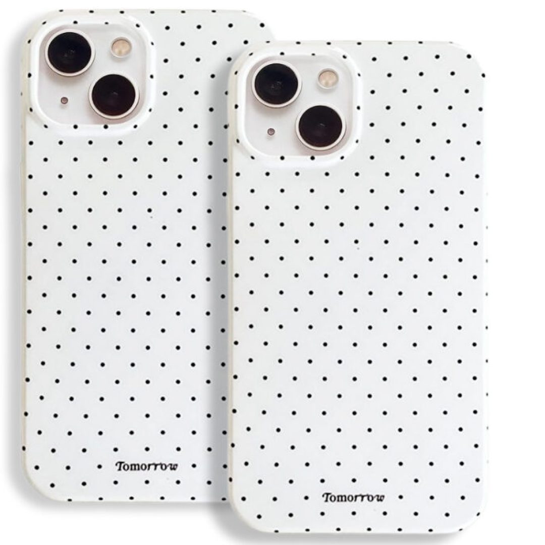 iPhone 13/14 White Polka Dot Slim TPU Case