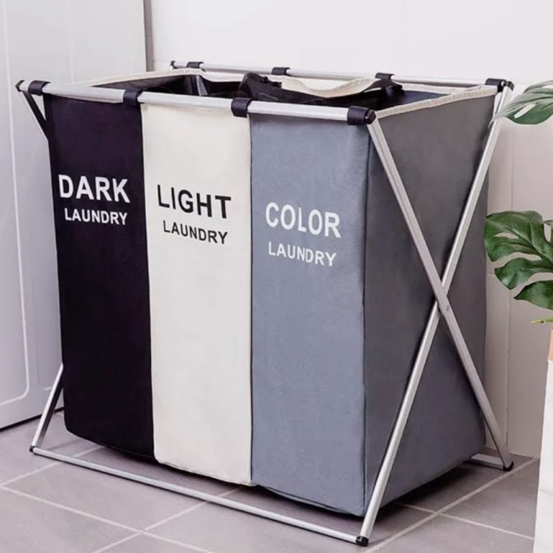 Large Divided Laundry Hamper Clothe Storage Sorter Basket Foldable Bag Organizer