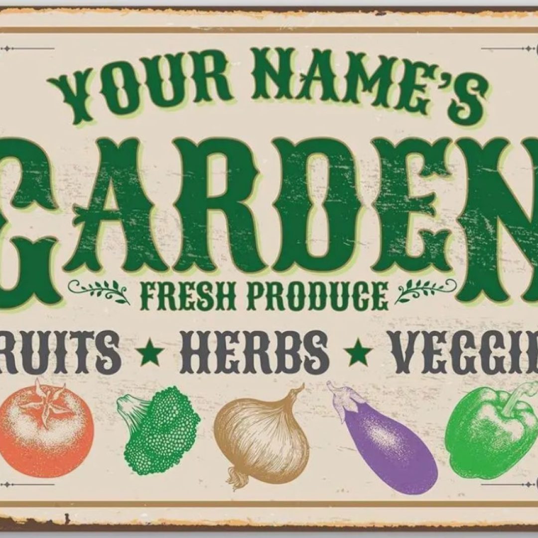 Metal Tin Sign Custom Personalize Name Garden Veggie Herb Fruit Farm Home Decor