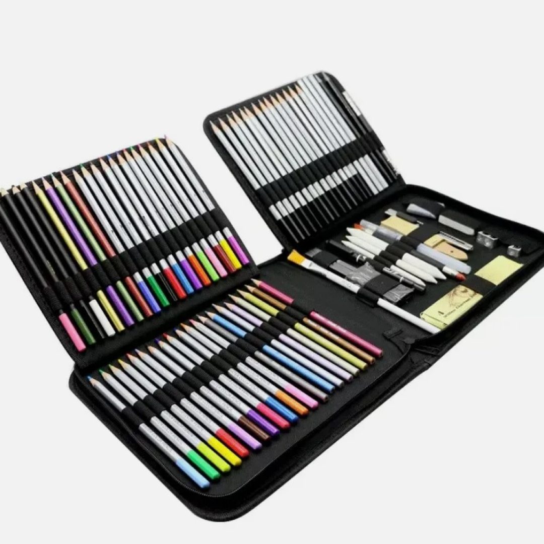 83 pcs Professional Drawing Artist Kit Set Pencils and Sketch Charcoal & Bag